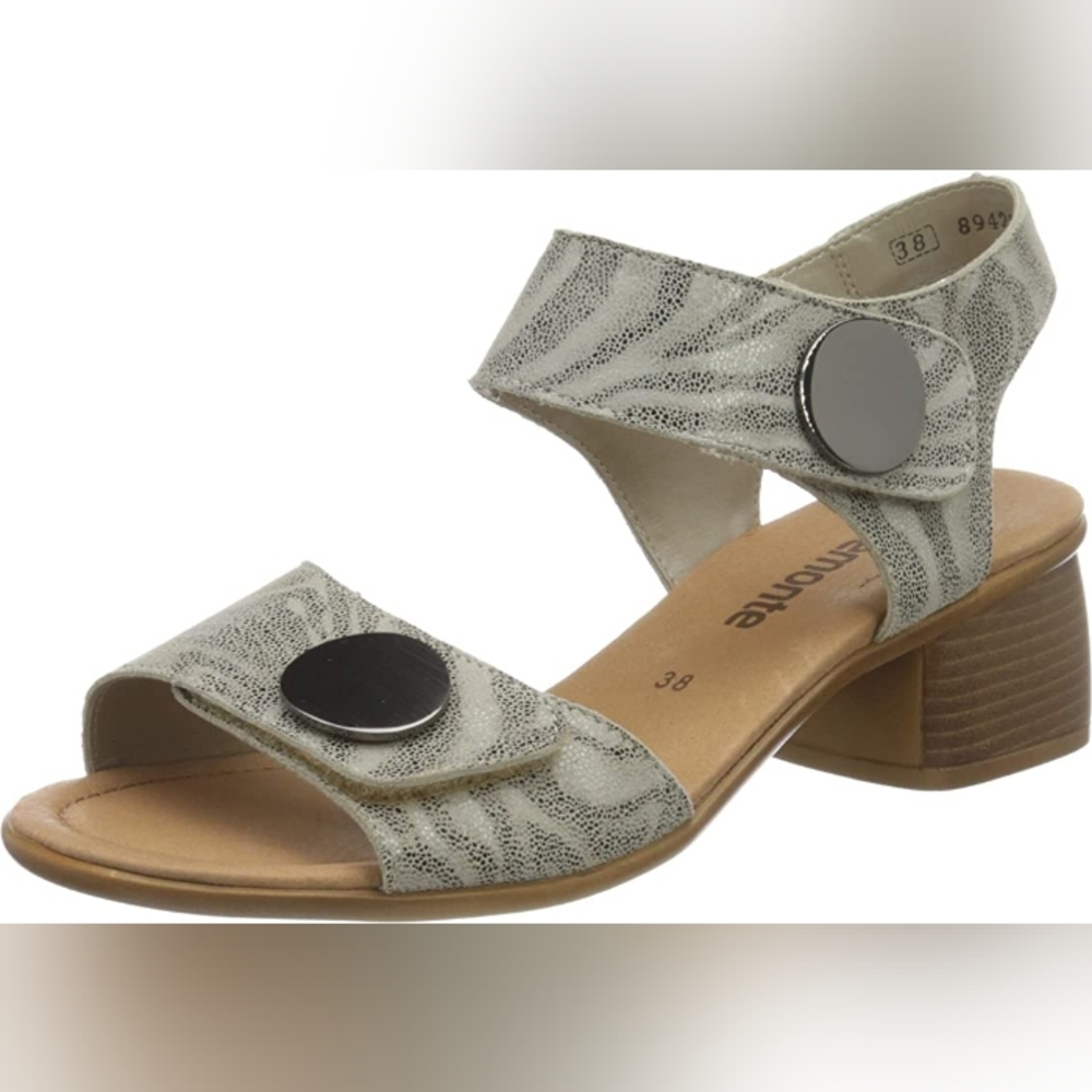 Remonte Metallic Tiger Print Sandals Size 39 - image 1